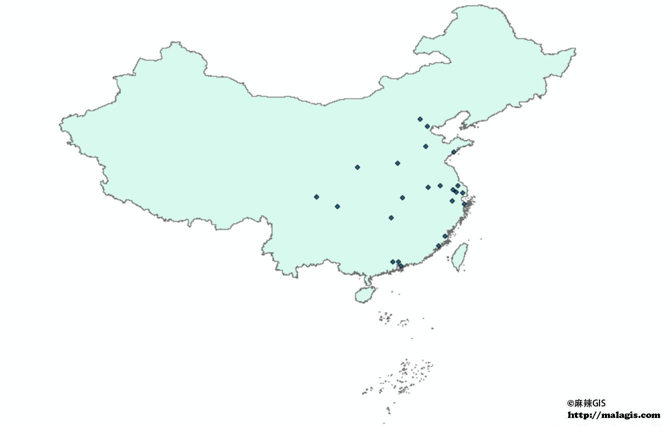 中国GDP排名前二十四的城市 ArcGIS
